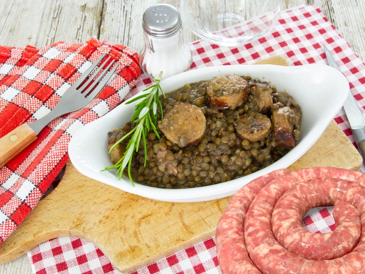 Recette Saucisse de porc aux lentilles vertes