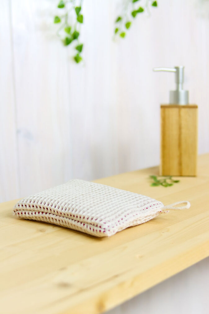 Gant de toilette nid d'abeille écru